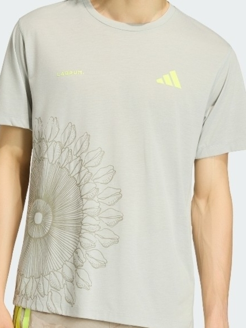adidas Men's Light Gray Graphic Short Sleeve Tee with Neon Logo
